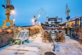 Industriefotografie, Werft, Schiffbau, Nacht 