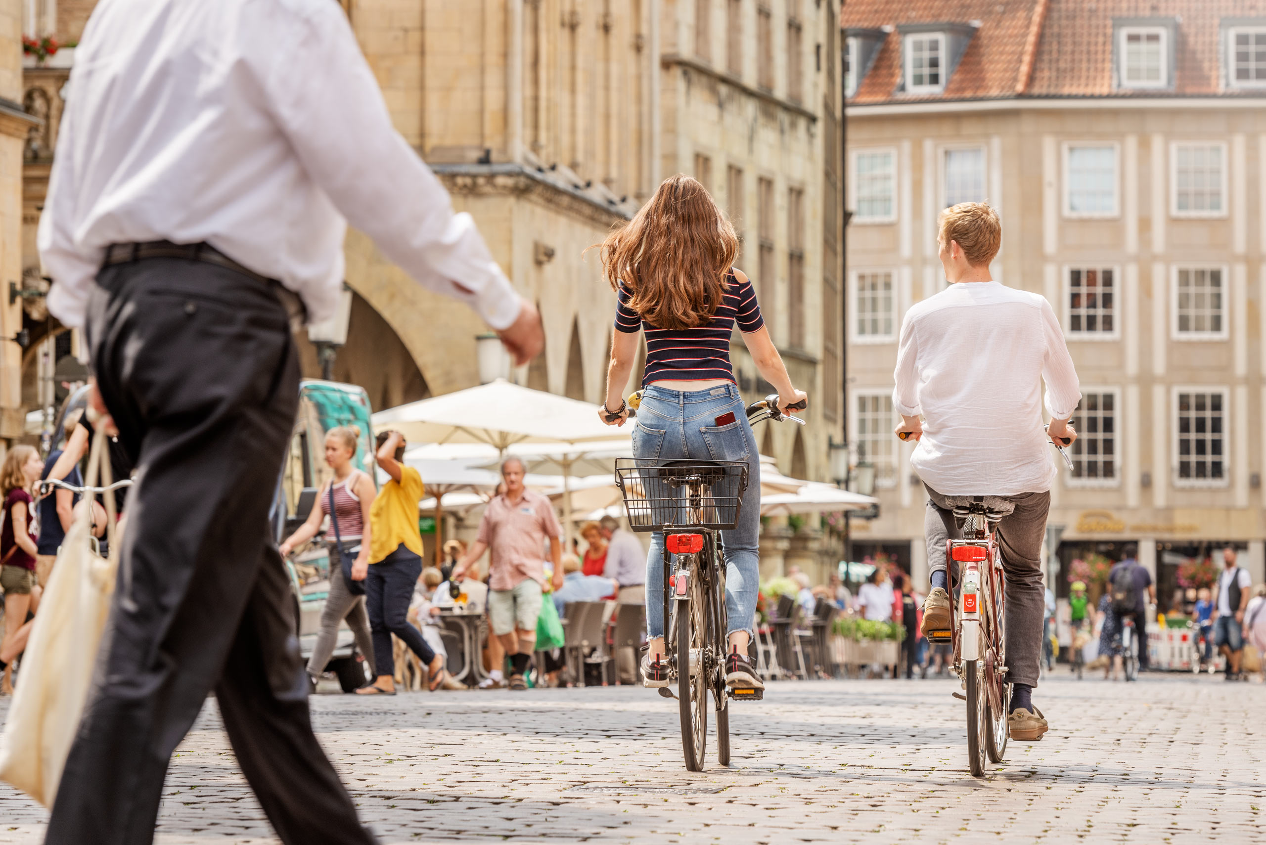 Strassenszene mit Radfahrern in Münster 